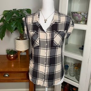 JACHS GF Sleeveless Plaid Button Down